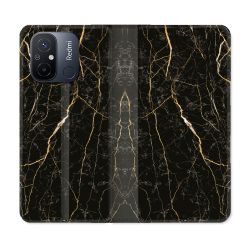 Housse cuir portefeuille pour Xiaomi 12C Texture Marbre Noir