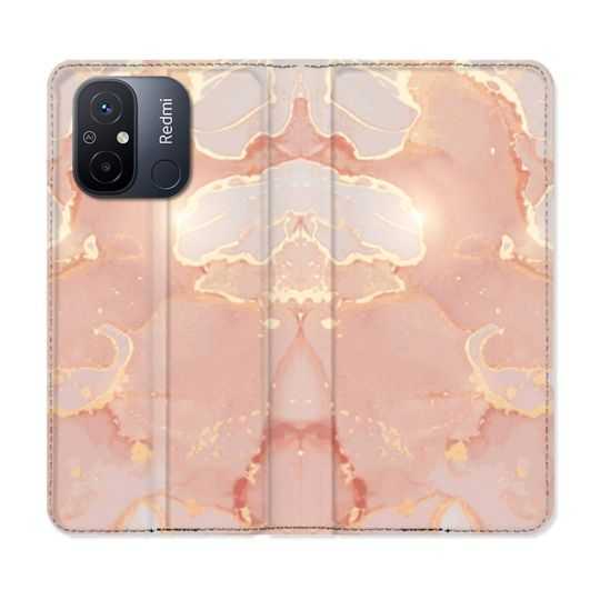 Housse cuir portefeuille pour Xiaomi 12C Texture Marbre Rose