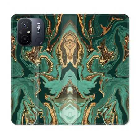 Housse cuir portefeuille pour Xiaomi 12C Texture Marbre Vert