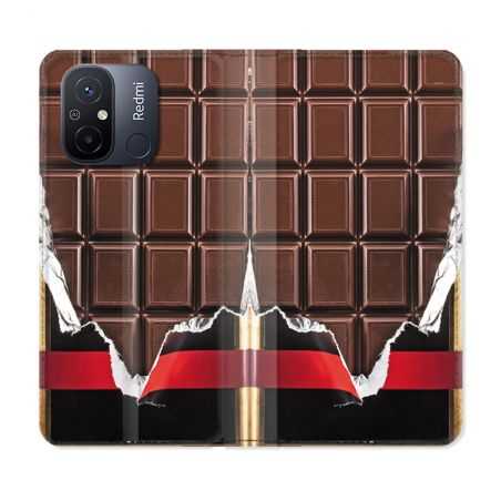 Housse cuir portefeuille pour Xiaomi 12C Texture Trompe Oeil Chocolat