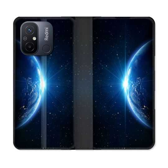 Housse cuir portefeuille pour Xiaomi 12C Univers Planete Terre
