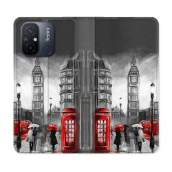 Housse cuir portefeuille pour Xiaomi 12C Voyage Angleterre Londres Vintage