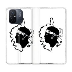 Housse cuir portefeuille pour Xiaomi 12C Voyage Corse Blanc