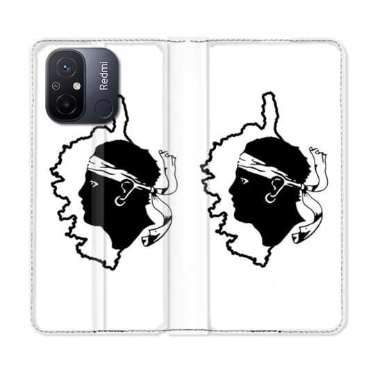 Housse cuir portefeuille pour Xiaomi 12C Voyage Corse Blanc