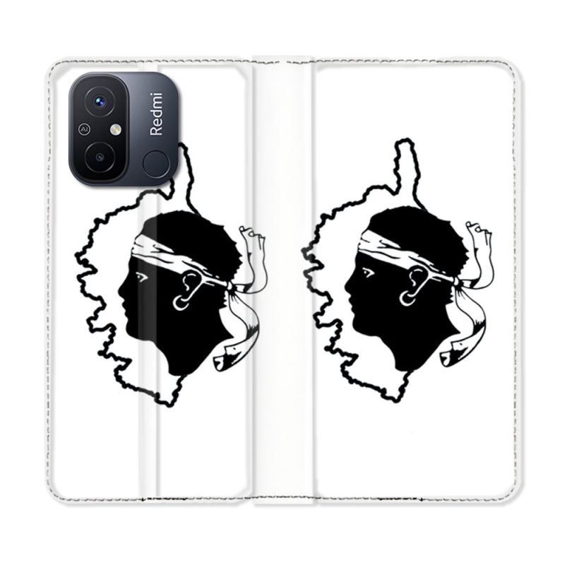 Housse cuir portefeuille pour Xiaomi 12C Voyage Corse Blanc