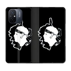Housse cuir portefeuille pour Xiaomi 12C Voyage Corse Noir