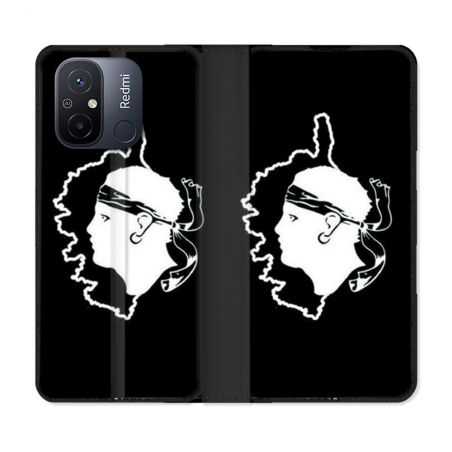 Housse cuir portefeuille pour Xiaomi 12C Voyage Corse Noir