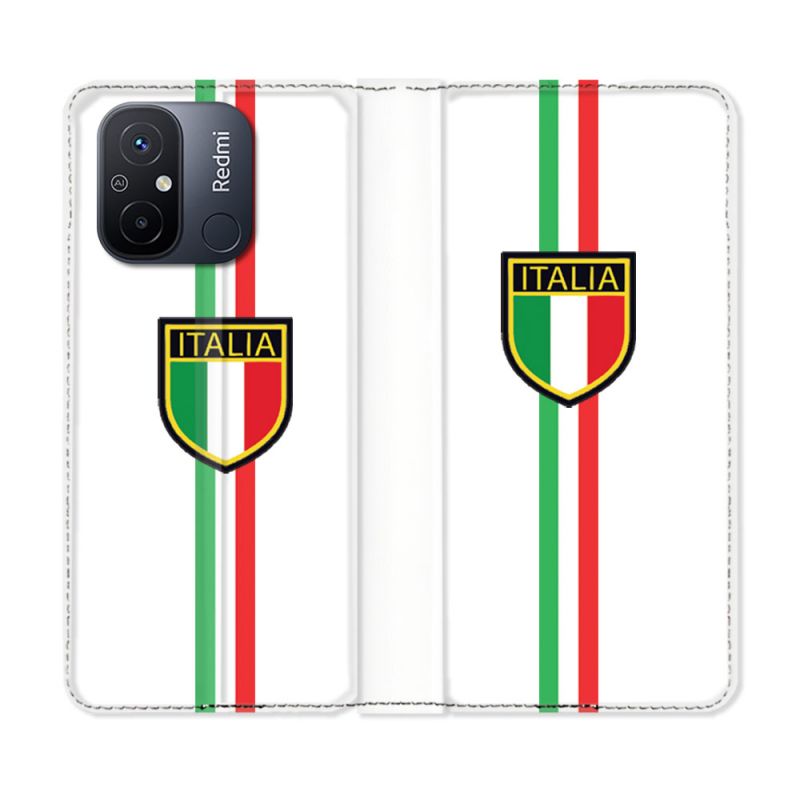 Housse cuir portefeuille pour Xiaomi 12C Voyage Italie 3 Blanc