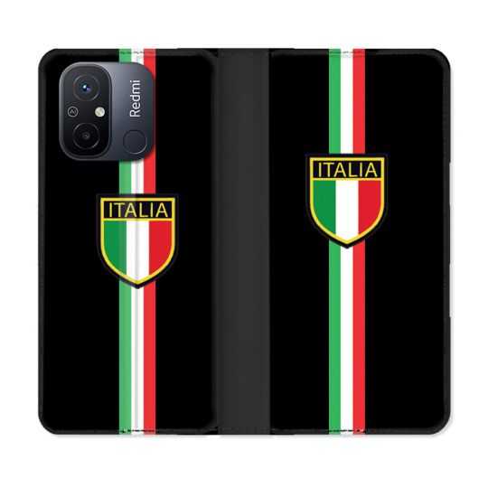 Housse cuir portefeuille pour Xiaomi 12C Voyage Italie 3 Noir