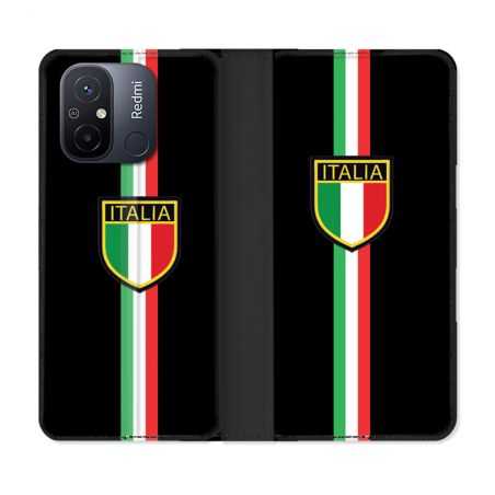 Housse cuir portefeuille pour Xiaomi 12C Voyage Italie 3 Noir