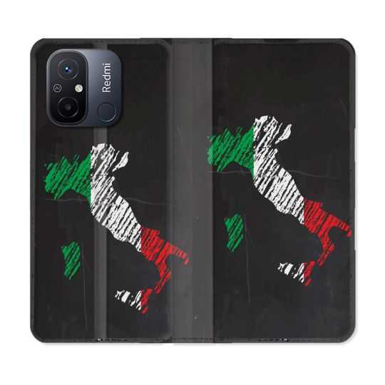 Housse cuir portefeuille pour Xiaomi 12C Voyage Italie Botte