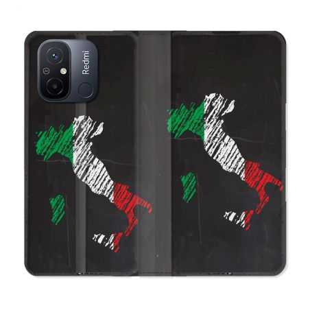 Housse cuir portefeuille pour Xiaomi 12C Voyage Italie Botte