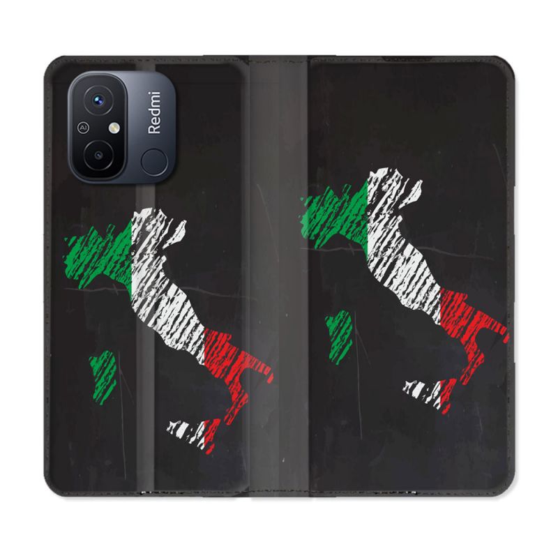 Housse cuir portefeuille pour Xiaomi 12C Voyage Italie Botte