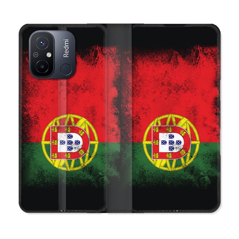 Housse cuir portefeuille pour Xiaomi 12C Voyage Portugal Drapeau