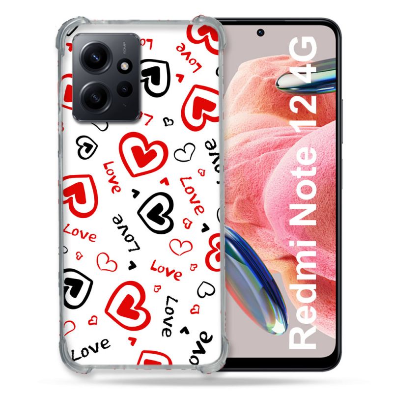 Coque Renforcée En Verre Trempé Pour Xiaomi Redmi Note 12 4G Amour Love