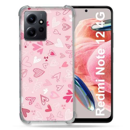 Coque Renforcée En Verre Trempé Pour Xiaomi Redmi Note 12 4G Amour Ptis Coeurs