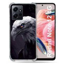 Coque Renforcée En Verre Trempé Pour Xiaomi Redmi Note 12 4G Animal Aigle Royal Noir