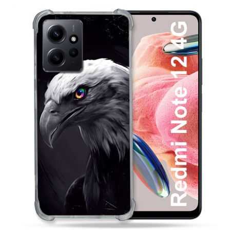 Coque Renforcée En Verre Trempé Pour Xiaomi Redmi Note 12 4G Animal Aigle Royal Noir