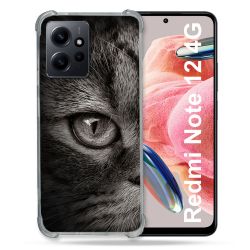 Coque Renforcée En Verre Trempé Pour Xiaomi Redmi Note 12 4G Animal Chat Gris