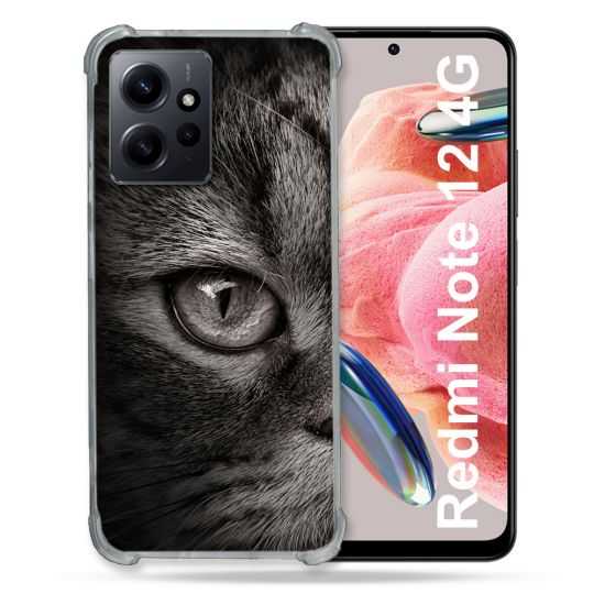Coque Renforcée En Verre Trempé Pour Xiaomi Redmi Note 12 4G Animal Chat Gris
