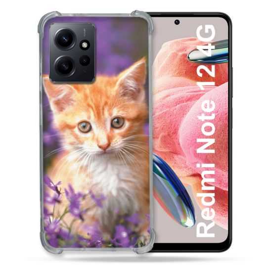 Coque Renforcée En Verre Trempé Pour Xiaomi Redmi Note 12 4G Animal Chat Violet