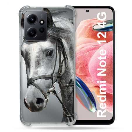 Coque Renforcée En Verre Trempé Pour Xiaomi Redmi Note 12 4G Animal Cheval Blanc