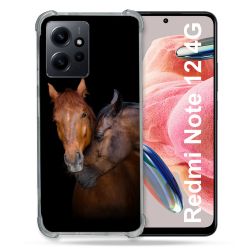 Coque Renforcée En Verre Trempé Pour Xiaomi Redmi Note 12 4G Animal Cheval Marron