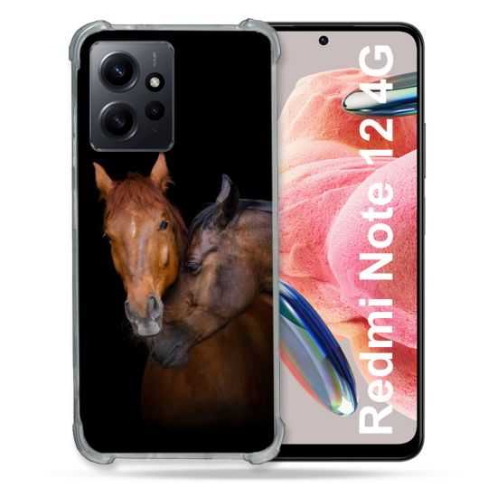 Coque Renforcée En Verre Trempé Pour Xiaomi Redmi Note 12 4G Animal Cheval Marron