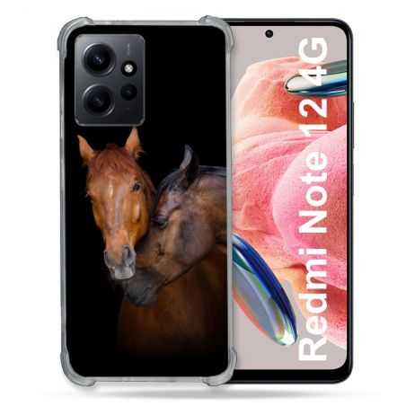 Coque Renforcée En Verre Trempé Pour Xiaomi Redmi Note 12 4G Animal Cheval Marron