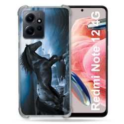 Coque Renforcée En Verre Trempé Pour Xiaomi Redmi Note 12 4G Animal Cheval Noir