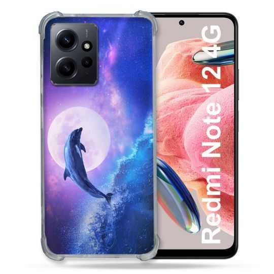 Coque Renforcée En Verre Trempé Pour Xiaomi Redmi Note 12 4G Animal Dauphin Vague