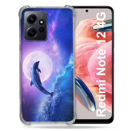Coque Renforcée En Verre Trempé Pour Xiaomi Redmi Note 12 4G Animal Dauphin Vague