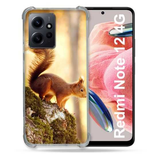 Coque Renforcée En Verre Trempé Pour Xiaomi Redmi Note 12 4G Animal Ecureuil Bois