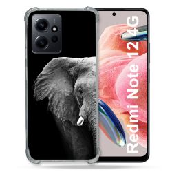 Coque Renforcée En Verre Trempé Pour Xiaomi Redmi Note 12 4G Animal Elephant Noir