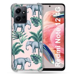 Coque Renforcée En Verre Trempé Pour Xiaomi Redmi Note 12 4G Animal Elephant Pattern