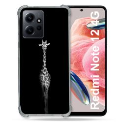 Coque Renforcée En Verre Trempé Pour Xiaomi Redmi Note 12 4G Animal Girafe Noire