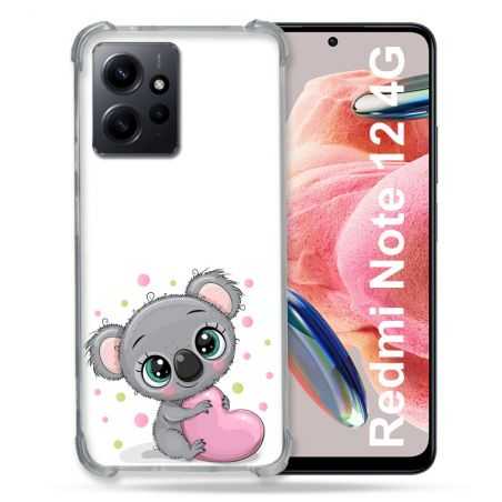 Coque Renforcée En Verre Trempé Pour Xiaomi Redmi Note 12 4G Animal Koala Cœur