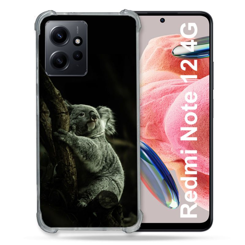 Coque Renforcée En Verre Trempé Pour Xiaomi Redmi Note 12 4G Animal Koala Noir