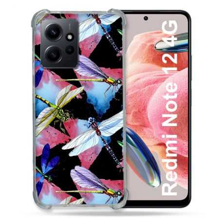 Coque Renforcée En Verre Trempé Pour Xiaomi Redmi Note 12 4G Animal Libellule