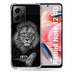 Coque Renforcée En Verre Trempé Pour Xiaomi Redmi Note 12 4G Animal Lion Majestueux