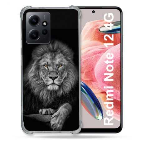 Coque Renforcée En Verre Trempé Pour Xiaomi Redmi Note 12 4G Animal Lion Majestueux