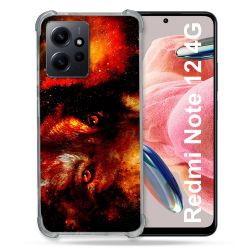 Coque Renforcée En Verre Trempé Pour Xiaomi Redmi Note 12 4G Animal Loup Espace