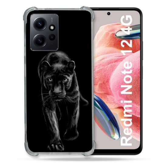 Coque Renforcée En Verre Trempé Pour Xiaomi Redmi Note 12 4G Animal Panthère Noire