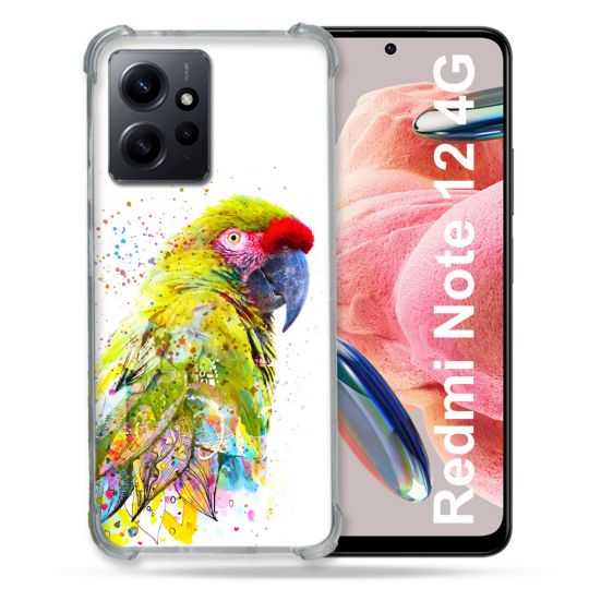 Coque Renforcée En Verre Trempé Pour Xiaomi Redmi Note 12 4G Animal Perroquet Jaune