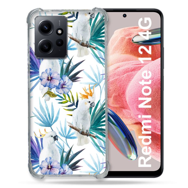 Coque Renforcée En Verre Trempé Pour Xiaomi Redmi Note 12 4G Animal Perroquet Peinture