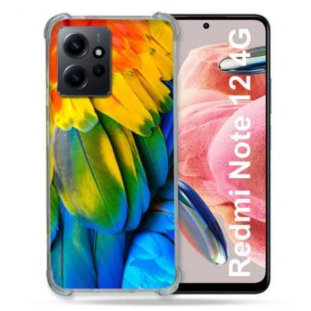 Coque Renforcée En Verre Trempé Pour Xiaomi Redmi Note 12 4G Animal Perroquet Plume