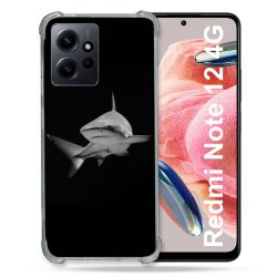Coque Renforcée En Verre Trempé Pour Xiaomi Redmi Note 12 4G Animal Requin Sombre