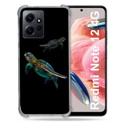 Coque Renforcée En Verre Trempé Pour Xiaomi Redmi Note 12 4G Animal Tortue Noire multicolore