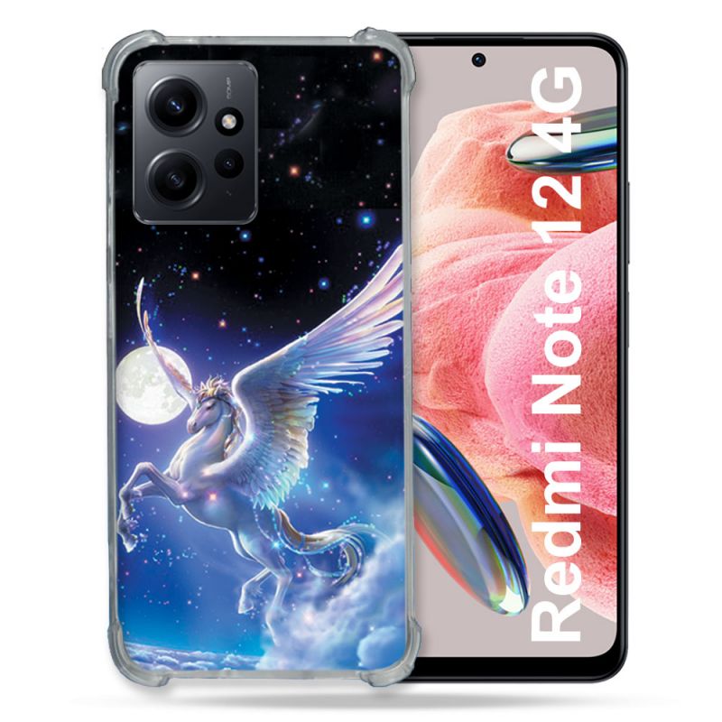 Coque Renforcée En Verre Trempé Pour Xiaomi Redmi Note 12 4G Fantastique Licorne Céleste