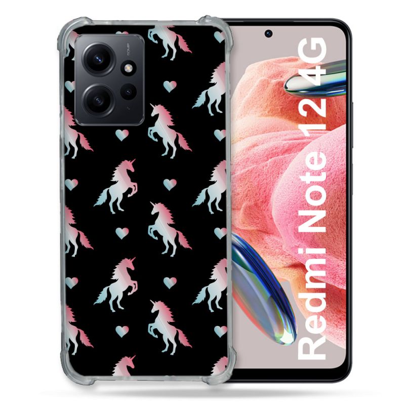 Coque Renforcée En Verre Trempé Pour Xiaomi Redmi Note 12 4G Fantastique Licorne Pattern